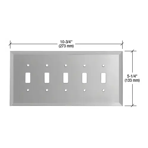 CRL GMP501G Gray 5-Gang Toggle Glass Mirror Plate