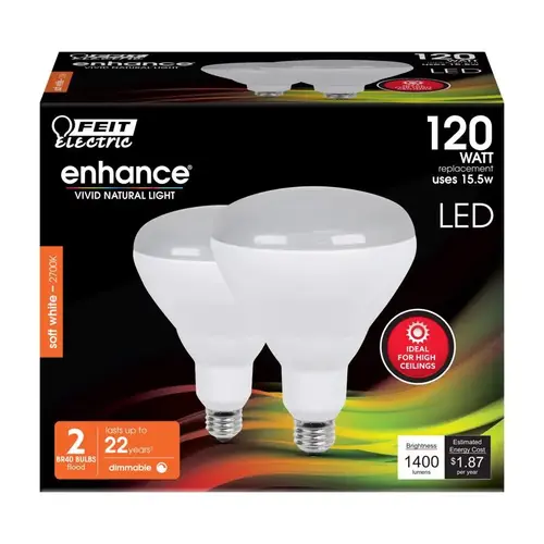 Feit BR40DMHO/927CA2 LED Bulb Enhance BR40 E26 (Medium) Soft White 120 Watt Equivalence Frosted