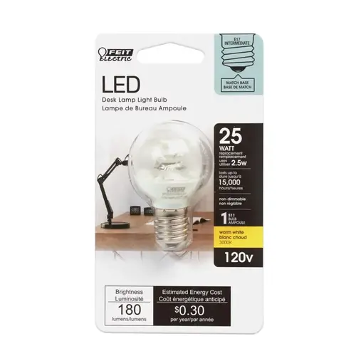 Feit Electric BP25S11N/SU/LED LED Bulb S11 E17 (Intermediate) Warm White 25 W Clear