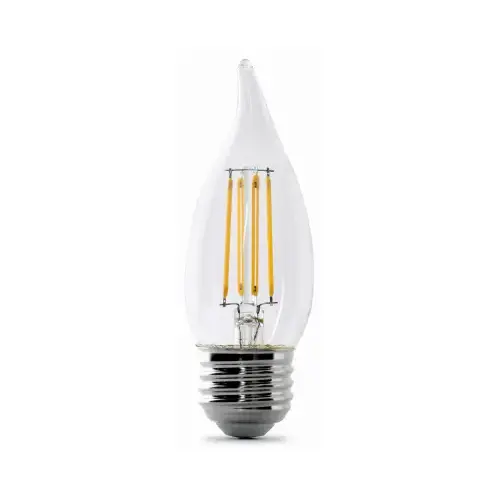 Feit Electric BPEFC40927CAFIL/2/RP LED Chandelier Light Bulbs, Flame Tip, Soft White, 300 Lumens, 3.3-Watts Pair