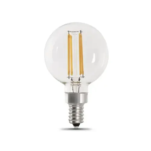 Feit Electric BPG1640927CAFIL/2/RP LED Chandelier Light Bulbs, G16-1/2, Candelabra, Soft White, 300 Lumens, 4.5-Watts Pair