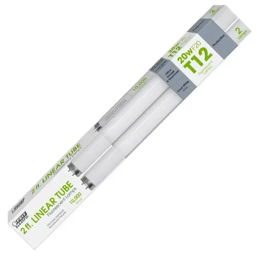 Feit Electric F20T12/CW/2-XCP6 Fluorescent Bulb 20 watt 1.5" Dia. x 24" L Cool White Linea - 2 per pack x6 packs