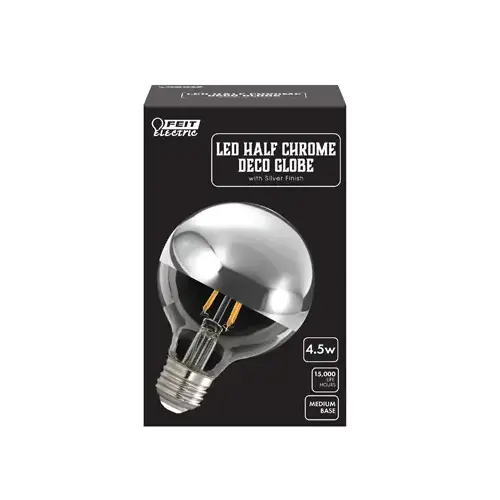 Feit Electric G2540/CHR827FIL Filament LED Bulb Deco Globe G25 E26 (Medium) Soft White 40 W Silver
