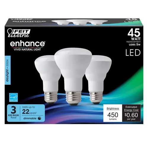 Feit Electric R20DM/950CA/3-XCP6 LED Light Bulb, Flood, Spotlight, R20 Lamp, 45 W Equivalent, E26 Lamp Base, Dimmable - pack of 18