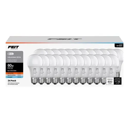 Feit OM603CCT/10K/24 LED Bulb A19 E26 (Medium) Adjustable White 60 Watt Equivalence White