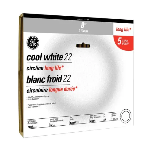 GE 33774-XCP12 Circline Fluorescent Bulb 22 W T9 8" D Cool White A-Line 4100 K - pack of 12