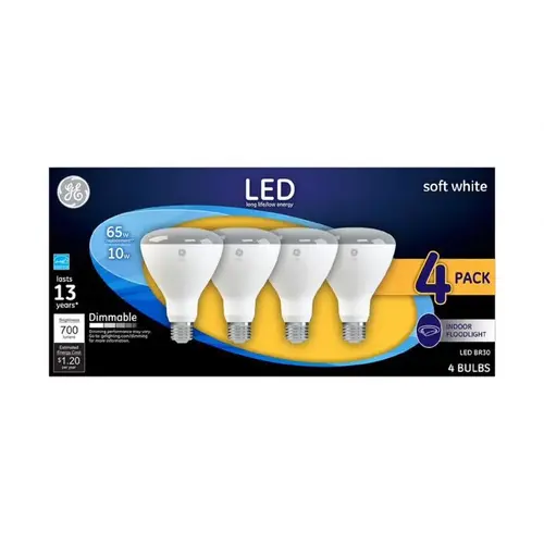 GE 40925 LED Floodlight Bulb BR30 E26 (Medium) Soft White 65 Watt Equivalence Frosted