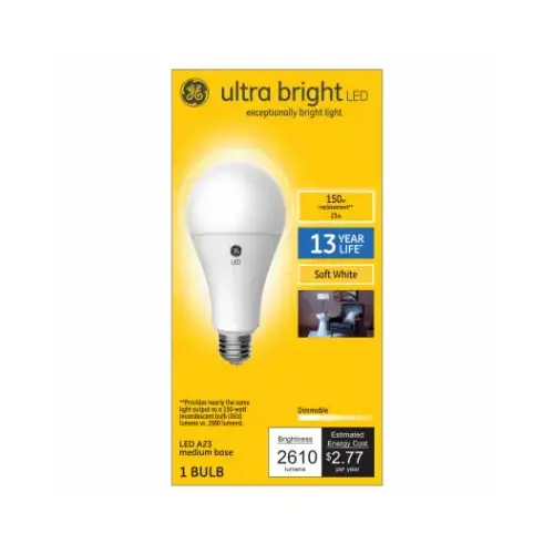 GE Lighting 93121637 LED Ultra Bright Light Bulb, 23-Watts, Medium Base, Soft White