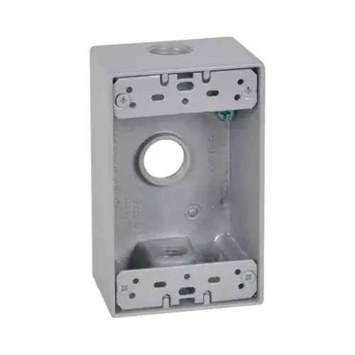HUBBELL ELECTRICAL PRODUCTS FSB50-3X 1 Gang Outlet Box, Rectangular, Gray, Weatherproof, Three 0.5-In. Holes