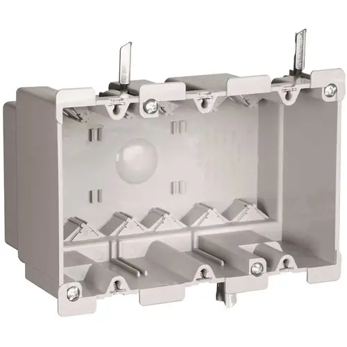 Legrand S352W-XCP10 Pass & Seymour Slater Old Work 3 Gang 52 Cu. In. Plastic Swing Bracket Switch and Outlet Box with Quick/Click Gray - pack of 10