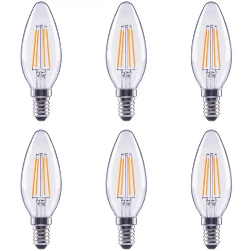 National Brand Alternative FG-03384 60-Watt Equivalent B11 Candelabra Glass Vintage Decorative Edison Filament Dimmable LED Light Bulb Soft White - pack of 6