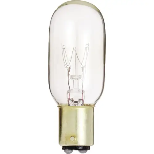 Satco S4721 25W Clear Bayonet Base T8 Incandescent Tubular Appliance Light Bulb