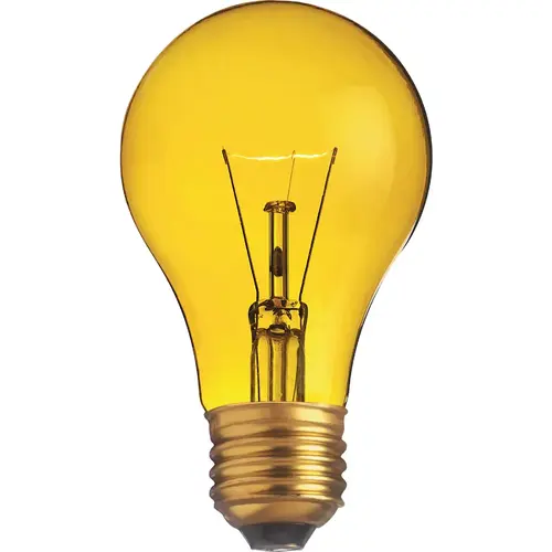 Satco S6083 25W Transparent Yellow Medium A19 Incandescent Party Light Bulb