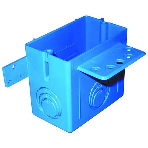 Carlon A122-CAR Outlet Box, 1 -Gang, 4 -Knockout, PVC, Blue, Bracket Mounting