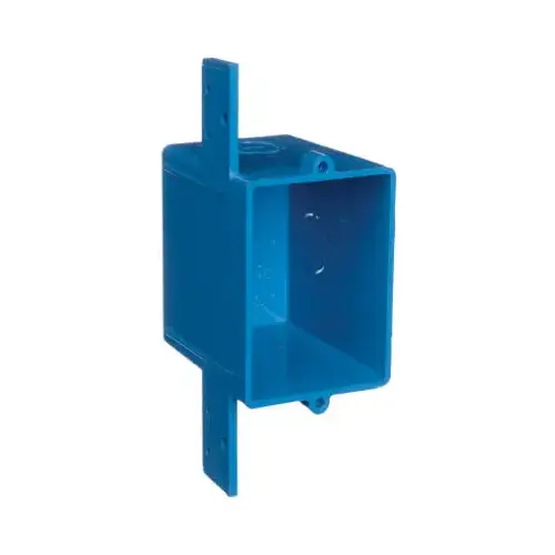 Carlon A58381D-CAR Outlet Box, 1 -Gang, 3 -Knockout, 1/2 in Knockout, PVC, Blue, Bracket Mounting