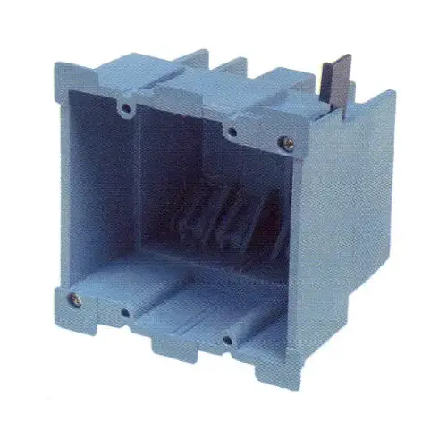 Carlon BH234R Outlet Box, 2 -Gang, PVC, Blue, Clamp Mounting