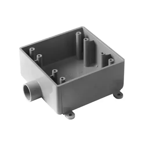 Carlon E9802E-CTN 2-Gang PVC Molded Rigid Non-Metallic Dead-End Termination Wall Box, 3/4 In. Outlet Gray