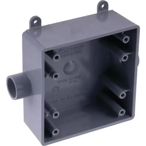Carlon E9812DR 1/2" Switch Box, 2 -Gang, 2 -Outlet, PVC, Gray