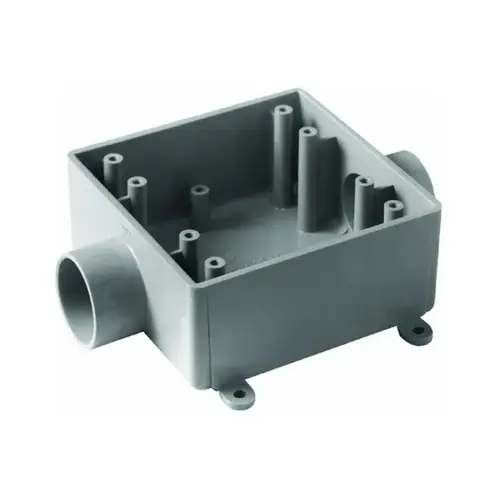 Carlon E9812E-CTN 2-Gang PVC Molded Rigid Non-Metallic Dead-End Termination Wall Box, 3/4 In. Outlet Gray