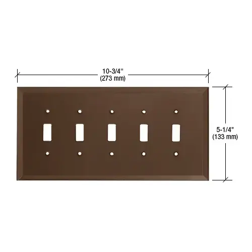 CRL GMP501B Bronze 5-Gang Toggle Glass Mirror Plate