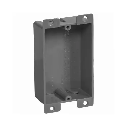 GB BOX-RS8 Switch/Outlet Box, Shallow Outlet, 1-Gang, PVC, Gray, In-Wall Mounting