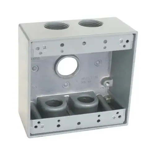 HUBBELL ELECTRICAL PRODUCTS TGB75-5 2 Gang Outlet Box, Gray, Weatherproof, Five 0.75-In. Holes