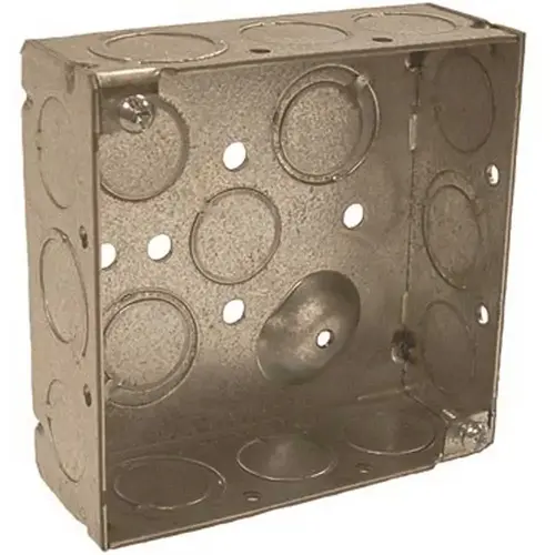 RACO 232 4 in. Square Box Welded 2-1/8 in. Deep with Ten 1/2 in KO's and Six TKO's Raised Ground Gray