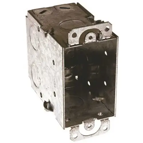 RACO 601 3 in. x 2 in. Switch Box Gangable 3-1/2 in. Deep Seven 1/2 in. KO's and NMSC Clamps, Plaster Ears Gray