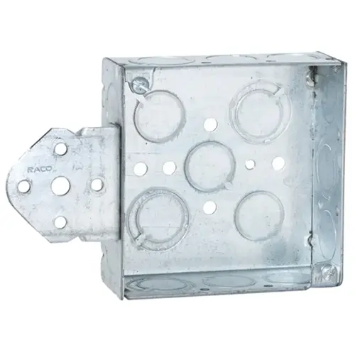 RACO 8193 Welded Box, 14-Knockout, 1/2 in, Galvanized Steel, Silver, Flush