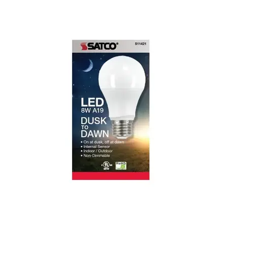 Satco S11421 LED Dusk to Dawn Bulb . A19 E26 (Medium) Warm White 60 W White