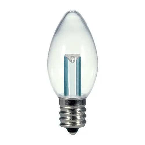 Satco S9156 5W Equivalent Soft White Clear C7 Candelabra Base LED Decorative Light Bulb