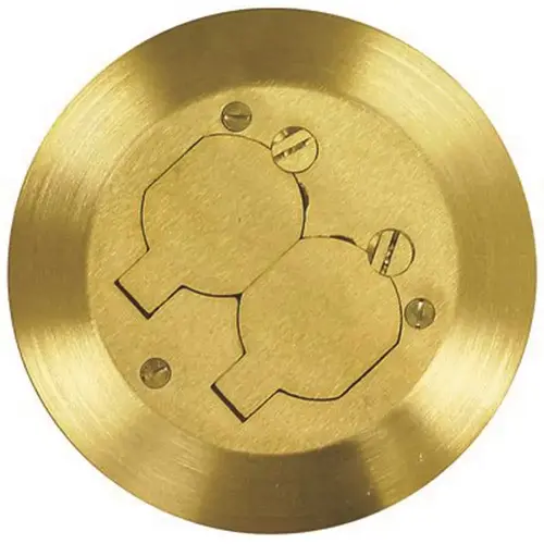 Steel City P 60 CACP 5-3/4 in. Dia Floor Box Cover Brass Duplex Receptacle