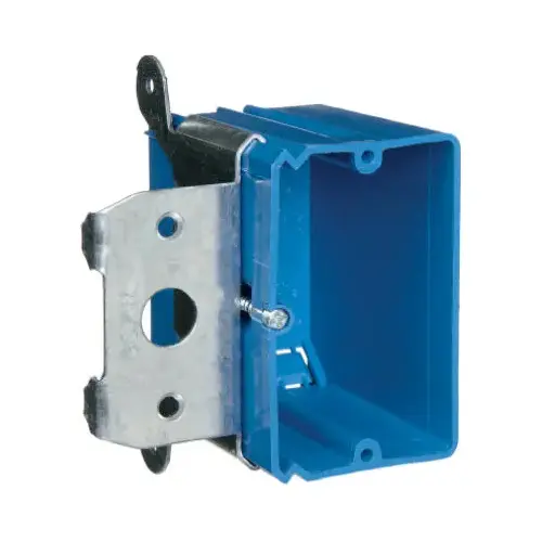 Carlon B121ADJ New Work Outlet Box, 1 -Gang, PVC, Blue, Bracket Mounting
