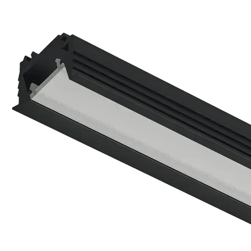 Hafele 833.94.207 Profile for recess mounting, Hafele Loox5 Profile 1106, for LED strip lights up to 8 mm (5/16") width with clip Asymmetrical light distribution, Length: (92") 2336 mm, black Profile: Black Diffuser: opal white