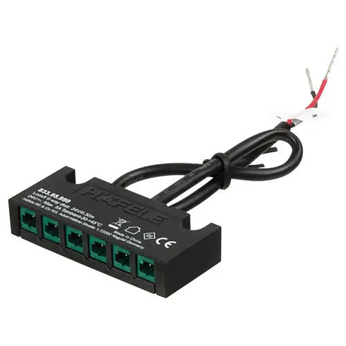 Hafele 833.95.880 6-Way Distributor, with Bare Wire Ends for Hardwired Applications 24 V 24 V Black