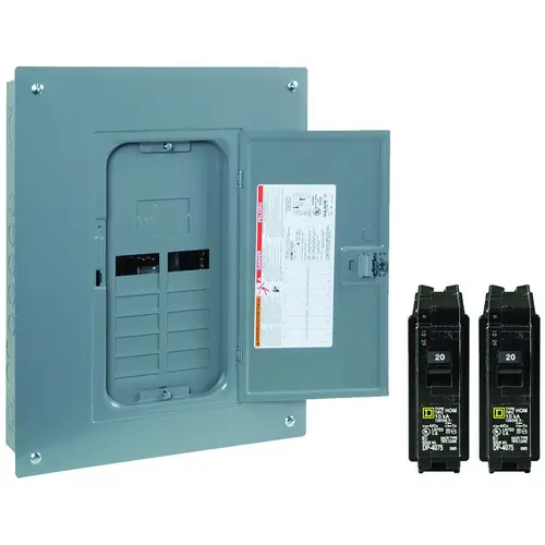 Square D HOM1224L125PGCVP Homeline Load Center, 125 A, 12 -Space, 24 -Circuit, Main Lug, NEMA 1 Enclosure, Gray