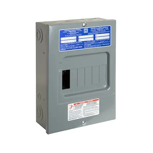 Square D HOM612L100SCP Homeline Load Center, 100 A, 6 -Space, 12 -Circuit, Main Lug, NEMA 1 Enclosure, Gray