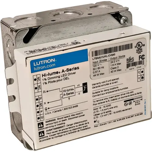 Hafele 833.05.905 Lutron Dimming LED Driver, Hardwired 40 W, 24 VDC 24 V