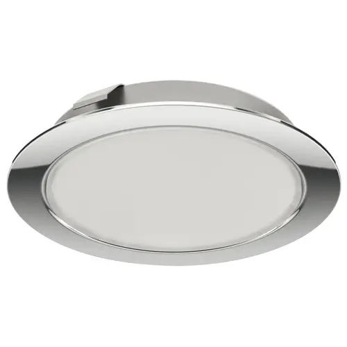 Hafele 833.75.141 Recess/Surface Mounted Light, Monochrome, Loox LED 3038, 24 V 75 lm/W 225 lm Drill hole : 55 mm (2 3/16"), Polished chrome, light color: Cool white 4000K