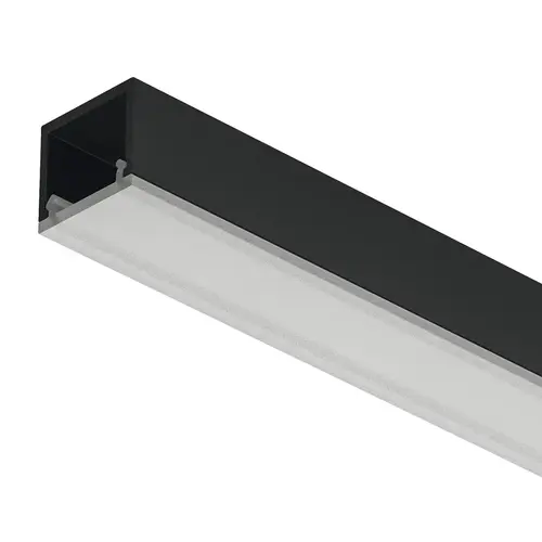 Hafele 833.94.211 Aluminum Profle, Hafele Loox5 Profile 2101, for LED strip lights Internal width 13 mm (1/2"), Length: (92") 2336 mm, black Profile: Black, anodized Diffuser: opal white