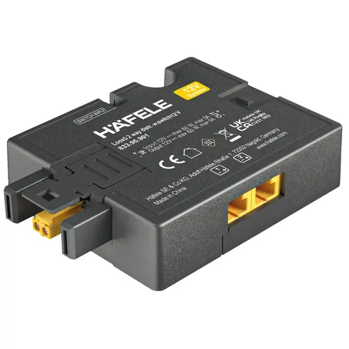 Hafele 833.95.901 2-way distributor, Hafele Loox5 12 V box to box with switching function for 1 switch for 2 outputs, max. connected wattage 60 W Black