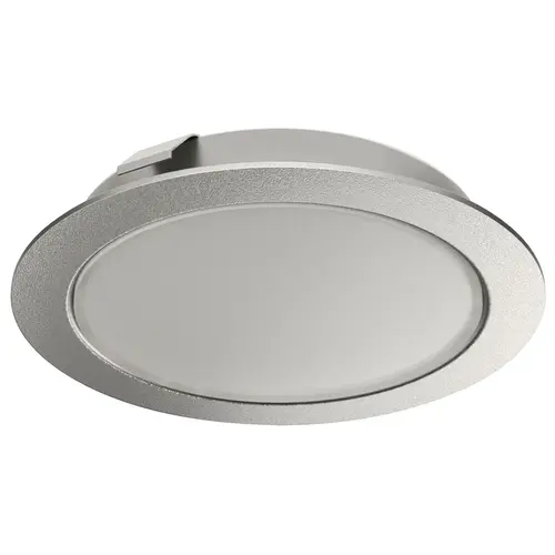 Hafele 833.72.340 Recess/Surface Mounted Downlight, Monochrome, Loox LED 2047, 12 V 70 lm/W 210 lm Drill hole : 55 mm (2 3/16"), Warm white 3000 K, silver colored