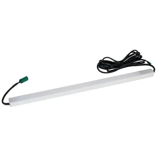 Hafele 833.88.884 Surface Mounted Light Bar, With Inline Switch, 24 V 45" 66 5.8 W Profile 2191 with Loox LED 3045, 3000K warm white, 1143 mm (45") length Profile: silver colored, Diffuser: opal white