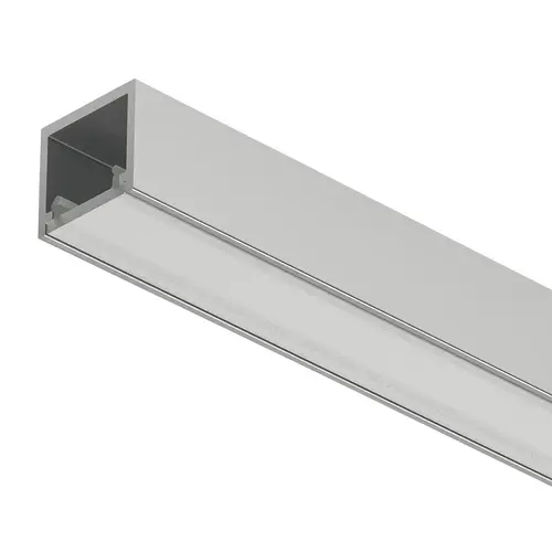 Hafele 833.94.212 Aluminum Profle, Hafele Loox5 Profile 2101, for LED strip lights Internal width 13 mm (1/2"), Length: (92") 2336 mm, brushed stainless steel colored Profile: Stainless steel colored, anodized, brushed Diffuser: opal white