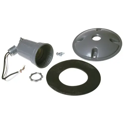 Hubbell 5624-0 Cover, 3-21/64 in L, 4-1/8 in W, Round, Metal, Gray, Powder-Coated