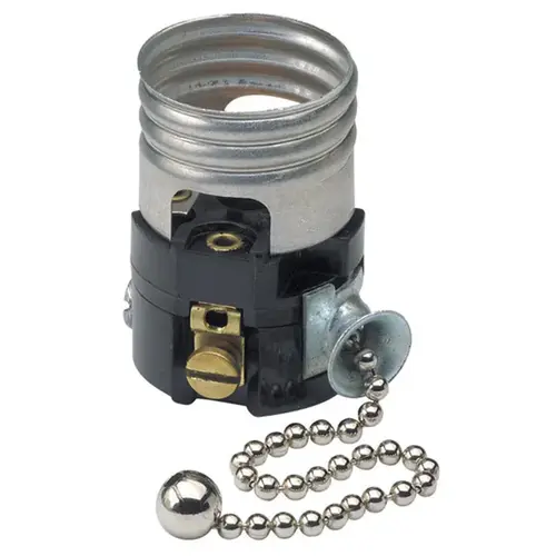 Leviton C21-19980-00M Pull Chain Socket Aluminum Incandescent Medium Base