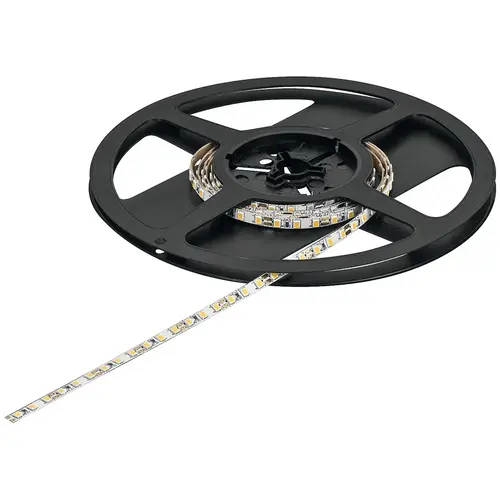 Hafele 833.74.335 Flexible Strip Light, Hafele Loox5 LED 2061, 12 V, monochrome, (3/16") 5 mm 590 9/16" 103 lm/W 990 lm 15 m 120 LEDs/m, 9.6 W/m, Cool white 5000 K,(590 9/16") 15 m available length White