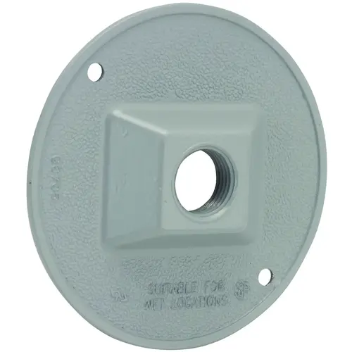 Hubbell 5193-0 Cluster Cover, 4-1/8 in Dia, 4-1/8 in W, Round, Metal, Gray, Powder-Coated