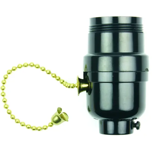 Jandorf 60534 Pull Chain Lamp Socket, 250 V, 250 W, Phenolic Housing Material, Black