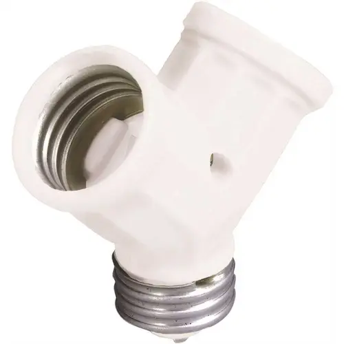 Leviton R52-00128-00W 660-Watt Keyless Twin-Socket Lamp Holder Adapter Color/Finish Family